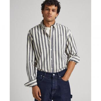 Camisa de hombre regular estampada a rayas en color gris oscuro