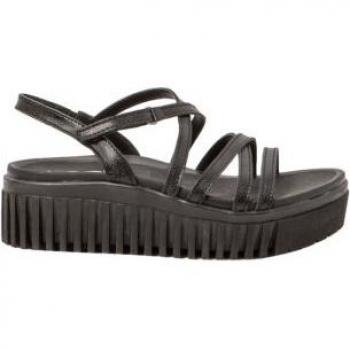 Sandalias de cuña de piel metalizado negro Art 1576F