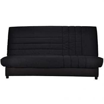 Sofá Cama 3 Plazas Comfort BULTEX - Clic-Clac - Tela Negra - L 192 x P 95 cm - Fabricado en Francia