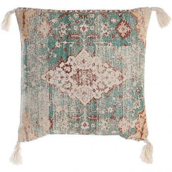 Cojín Decorativo Fíjalo Fez Azul con Flecos de Algodón 45 x 10 x 45 cm