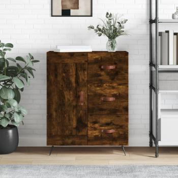 Aparador de madera de ingeniería 69,5x34x90 cm en color roble ahumado, mueble de almacenaje para salón, buffet y armario auxiliar