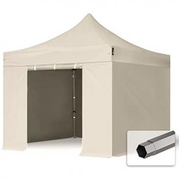 Carpa Plegable 3x3 m de Acero Premium 40mm, Ignífuga, Laterales Sin Ventana, Blanca