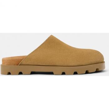 Zuecos de mujer de piel lisos con suela dentada - Marrón Talla 36