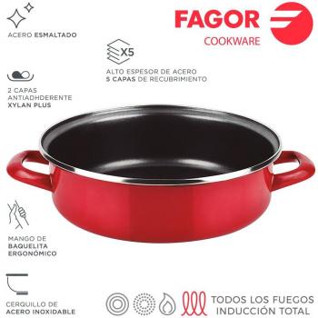 FAGOR ® Optimax Tartera 24cm de Acero Esmaltado Antiadherente con Cerquillo de Acero Inoxidable