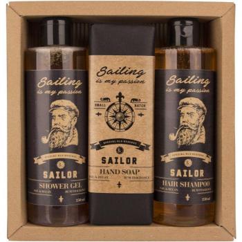 Lote de Regalo para Hombre Bohemia Gifts & Cosmetics Sailor - Gel de Ducha 250 ml, Champú para Cabello 250 ml y Jabón Toilette 145 g