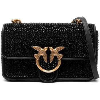 Bolso Pinko Love Bag One Suede Full Strass Negro