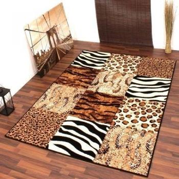 Alfombra De Diseño Moderna Dibujo Leopardo Cebra Beige Negro Nueva*En Embalaje, Grösse:160x230 cm