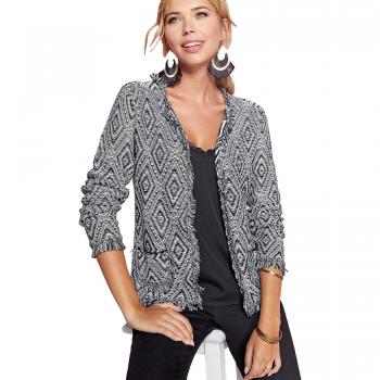 VENCA Chaqueta con Acabado de Flecos Mujer by Vencastyle - 022774,Negro,XL