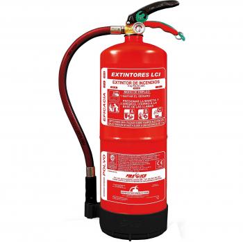 EXTINTOR ALTA EFICACIA 6KG INCLUYE SOPORTE PARED + BASE PVC + SEÑAL FOTOLUMINISCENTE A4 210x297 mm
