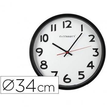 Liderpapel Reloj de Pared plastico Oficina Redondo 34 cm Marco Negro.