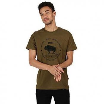 Regatta Cline IV-Camiseta con Estampado Gráfico Ligera Y De Manga Corta T-Shirts/Polos/Vests, Hombre, Camo Green, 4XL