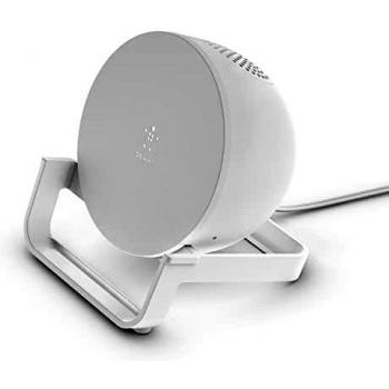 Belkin ScreenForce soporte de carga inalámbrica y altavoz Bluetooth, carga tu teléfono mientras escuchas música, ves vídeos por streaming o haces llamadas o videollamadas, blanco