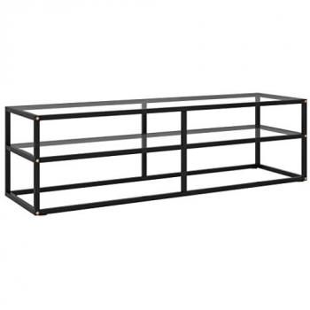 Mueble para TV negro con vidrio templado negro 140x40x40 cm