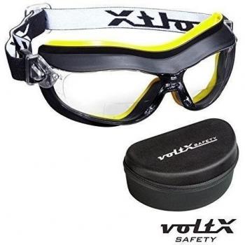 voltX DEFENDER Gafas de seguridad bifocales compactas y ventiladas con estuche, safety goggles