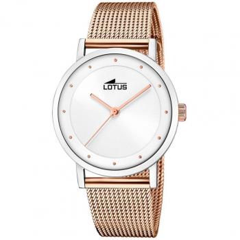 Reloj Lotus Trendy para Mujer 18878/2 de Acero con Esfera Plateada y Detalles en Rosa