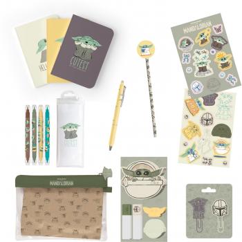 Set de papelería Grogu The Mandalorian Star Wars - Incluye cuaderno, bolígrafos, lápices, goma de borrar y regla; diseño exclusivo de Grogu, material resistente y duradero, ideal para fans de Star Wars