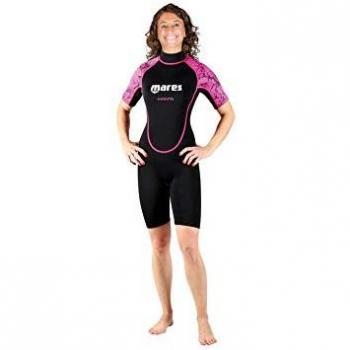 Mares Aquazone Traje Corto Manta 2.2 Mm Mujer Shorty Manga Corta Negro Rosa XL