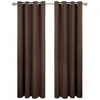 Amazon Brand - Umi Cortinas Opacas Dormitorio Moderno para Ventanas con Ollaos Juego de 2 Piezas 140x290cm Marrón