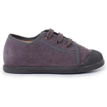 Zapatillas de lona para niños con puntera de goma y detalles de pana