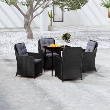 Juego de comedor para jardín 5 piezas negro