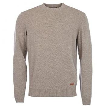 Barbour Essential Patch Mens Crew-Neck Jumper - Stone - Size Large - Male