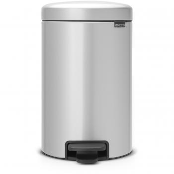 Brabantia Newicon-Cubo de Basura con Pedal, 12 l, Acero, Color Metallic Grey, Inoxidable, Gris Metalizado