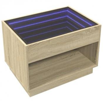 Mesa de centro con Infinity LED Roble Sonoma 70x50x50 cm, mesita de Centro, Mesa Auxiliar, Mesa de salón, mesita, mesita de sofá