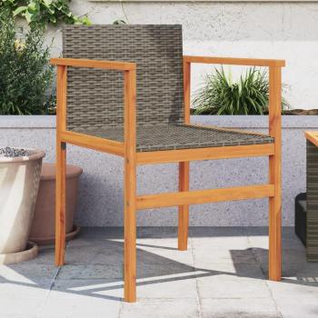 vidaXL Garden Chairs 2 pcs Grey Poly Rattan & Solid Wood