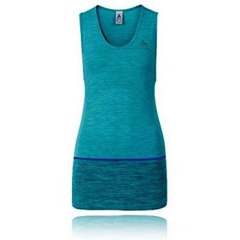 Odlo Cuello V Seamless kamilera Camiseta de Tirantes Running Mujer, Mujer, Color Blue Radiance Melange, tamaño XS
