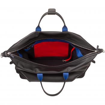 Bolso de viaje grande de hombre Dudu de piel 28 L color negro con dos bolsos, bolsa de hombro con cremallera