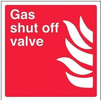 vsafety 13021 am-s Válvula de gas equipo contra incendios señal, vinilo autoadhesivo, cuadrado, 150 mm x 150 mm