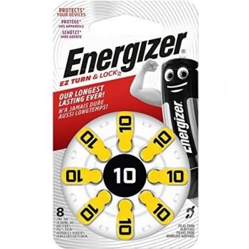 Energizer - Pilas de Reloj, Pack de 8 AC10, pilas de audífonos de larga duración, protección para el aparato y duración