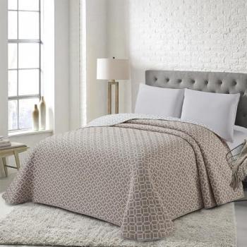 Colcha Bouti Reversible Jacquard Beige Extra Suave de Poliester para Primavera-Verano-Otoño - Tamaños 90 a 200 cm