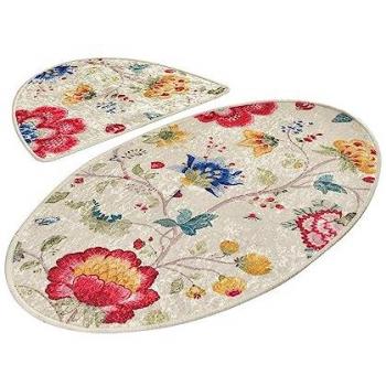 Set de Alfombras de Baño Flores Antialergénico Repelente Polvo - 2 Piezas