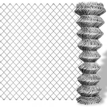 vidaXL Malla Metálica Alambre Acero Galvanizado Protección Jardín Patio 25x1,5m
