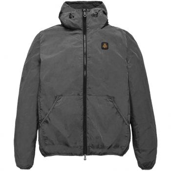 RefrigiWear Ultralight Gray Nylon Jacket - S, Adjustable Hood, Front Zip, Light Jacket for Male
