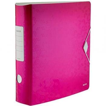 Leitz Lever Arch File, Metallic pink, A4, Curved spine 75mm width, Elastic fastening, Light polyfoam, WOW Range, 11060023