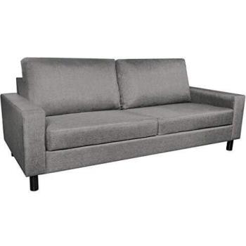 vidaXL Sofá de 3 Plazas Gris Claro Tapicería de Tela Estructura Madera 196x87x81
