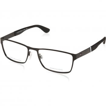 Tommy Hilfiger TH 1543 Square Metal Eyeglasses with Lenses, Black, 56mm/18mm/145mm