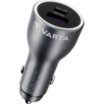 Cargador de Coche Varta 45W con 1 USB-A y 1 USB-C PD, Capacidad Máxima de Carga 3A 12/24V