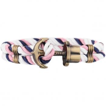 Pulsera Paul Hewitt Doble Ancla Dorada Talla M - Cordón Rojo 18 cm