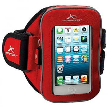 Armpocket Deporte i-25 pulsera para iPhone 5S, 5C Samsung Galaxy S2, Xperia Z3 compacto o comparable talla Teléfonos hasta 135 mm Altura - Rojo, M