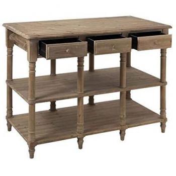 Jolipa - Consola de 6 cajones de madera natural, 131 x 70 x 95 cm