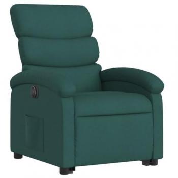 Sillón eléctrico reclinable elevable de tela verde oscuro