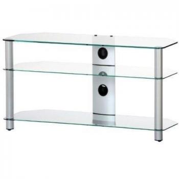 Elbe NEO-3110-C-SLV - Mueble soporte para TV horizontal, 110 x 56 x 40 cm, color cristal y plata