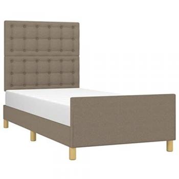 Estructura de cama con cabecero de tela gris taupe 100x200 cm