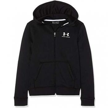 Under Armour Sudadera de algodón con cremallera, Niños, Negro, M