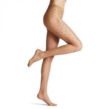 Falke Powder/Black Bicolor Dot Tights 15 DEN Size S-M