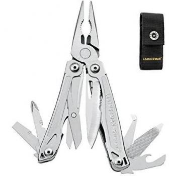 Leatherman wingman multiherramienta de bricolaje hecha en eeuu con 14 herramientas opcion de bloqueo alicates destornilladores y un abrebotellas en acero inoxidable con una funda de nylon