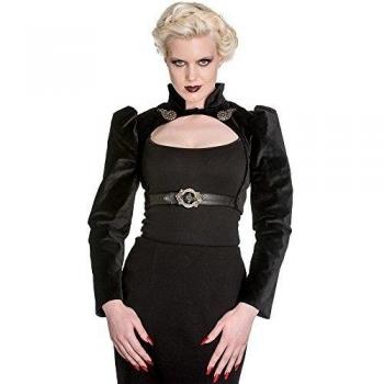 Bolero terciopelo negro elegante diseño gótico y Lorena de espesor, Hell Bunny negro small